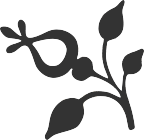 A black and white logo of a plant with leaves.