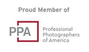 The ppa logo with the words proud member of the professional photographers of america.