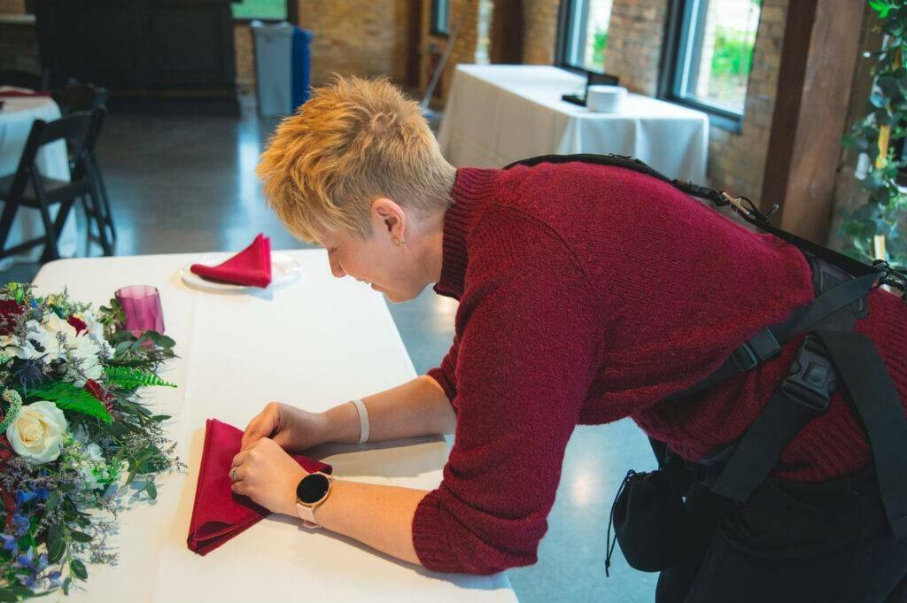 giliane working at a wedding