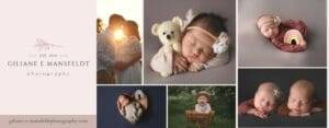 A collage of photos of newborns in different poses.