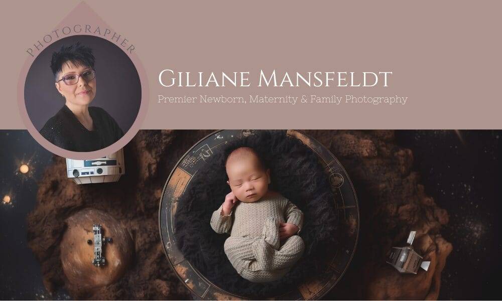 A photo of a baby with the words gilane mansfeldt.