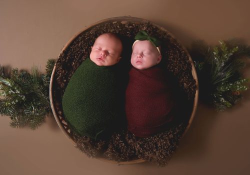 00005_Jtwins_020 twin newborns asleep in a basket, photography studio saint paul minnesota